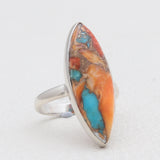 Spiny Oyster Turquoise Silver Rings