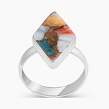 Spiny Oyster Turquoise Silver Rings