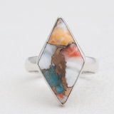 Spiny Oyster Turquoise Silver Rings