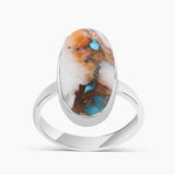 Spiny Oyster Turquoise Silver Rings