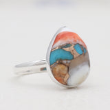 Turquoise Spiny Oyster Silver Rings