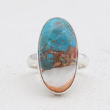 Spiny Oyster Turquoise Silver Rings