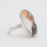 Spiny Oyster Turquoise Silver Rings