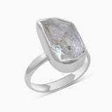 Raw Herkimer Quartz Silver Rings