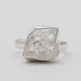 Raw Herkimer Quartz Silver Rings