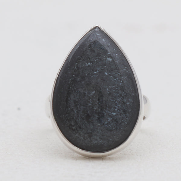 Biotite Mica Druse Silver Plain Rings