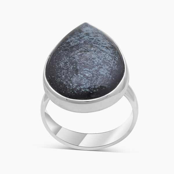 Biotite Mica Druse Silver Plain Rings