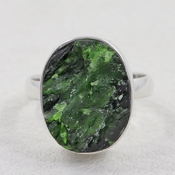925 Silver Chrome Diopside Ring