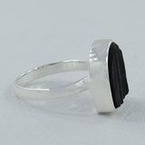 Raw Black Tourmaline Silver Rings