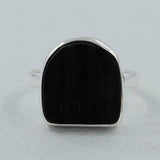 Raw Black Tourmaline Silver Rings