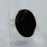 Raw Black Tourmaline Silver Rings