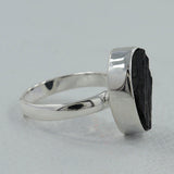 Raw Black Tourmaline Silver Rings