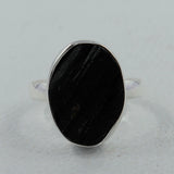 Raw Black Tourmaline Silver Rings