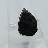 Raw Black Tourmaline Silver Rings
