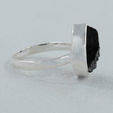 Raw Black Tourmaline Silver Rings