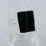 Raw Black Tourmaline Silver Rings