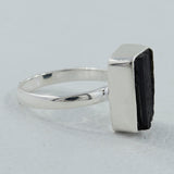 Raw Black Tourmaline Silver Rings