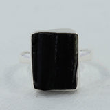 Raw Black Tourmaline Silver Rings