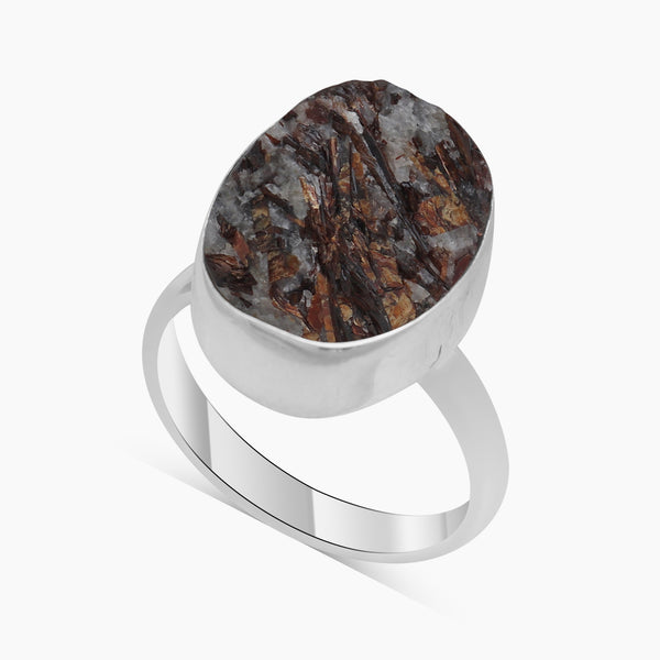 Natural Astrophyllite Silver Rings