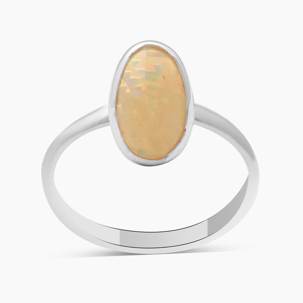 Natural Ethiopian Opal Silver Rings