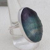Natural Fluorite Silver Rings