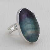 Natural Fluorite Silver Rings