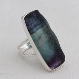 Natural Fluorite Silver Rings