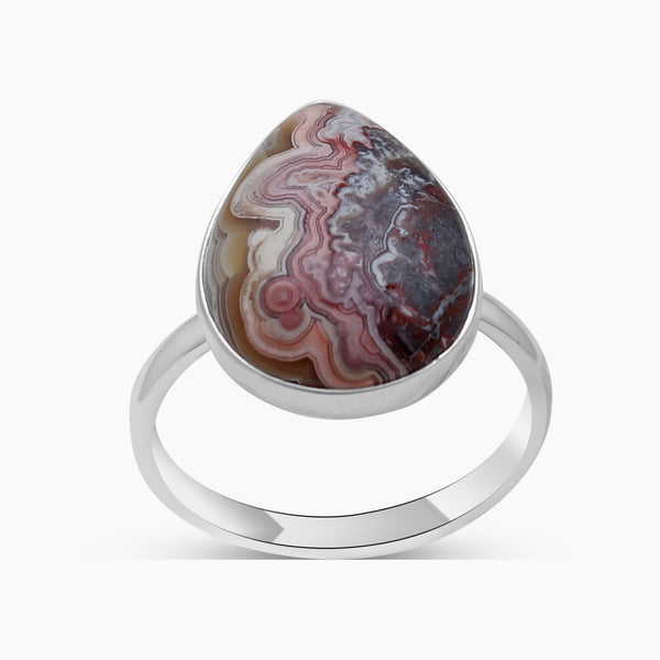 Crazy Lace Agate Silver Handmade Rings
