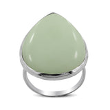 Natural Lemon Chrysoprase Silver Ring