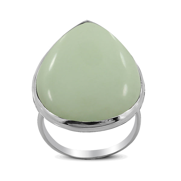 Natural Lemon Chrysoprase Silver Ring