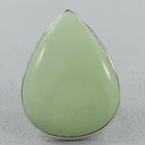 Natural Lemon Chrysoprase Silver Ring