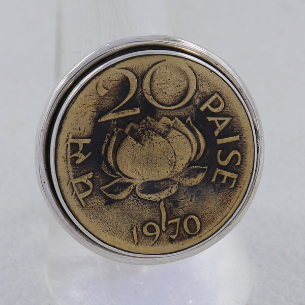 925 Sterling Silver Indian Coin Ring