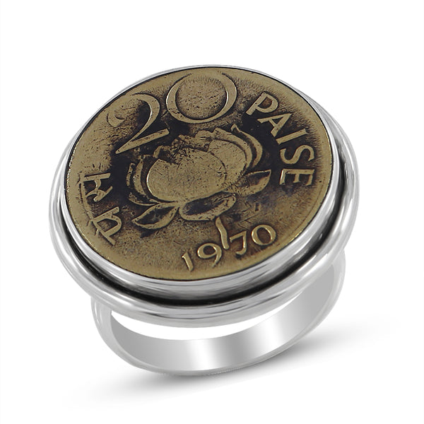925 Sterling Silver Indian Coin Ring