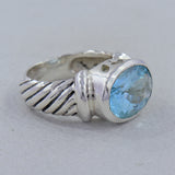 925 Sterling Silver Blue Topaz Ring
