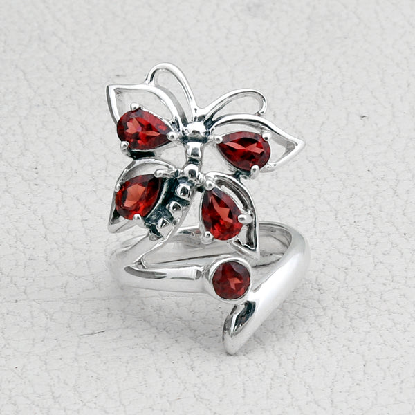 Natural Garnet 925 Silver Rings