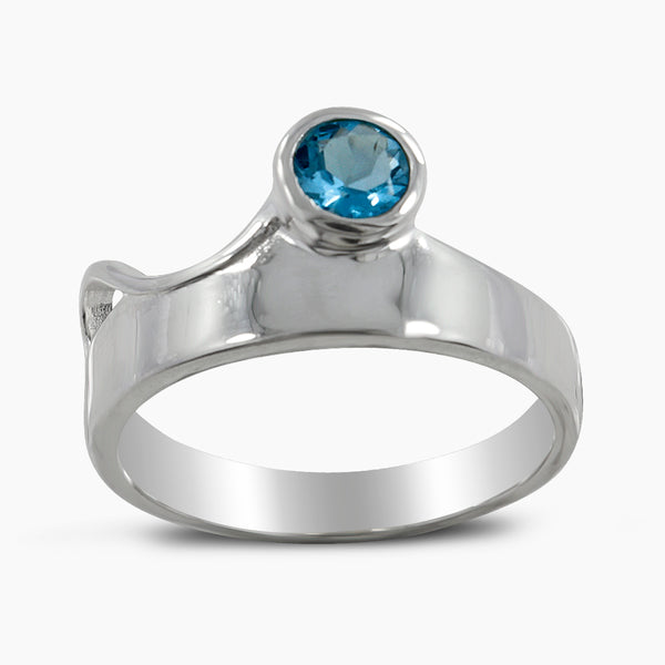 925 Sterling Silver Blue Topaz Rings