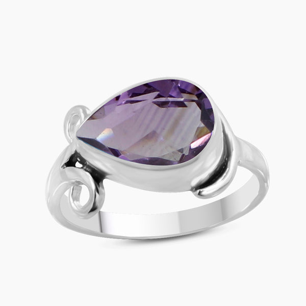 Amethyst Birthstone Silver Rings