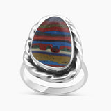 Rainbow Calsilica Silver Rings