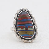 Rainbow Calsilica Silver Rings