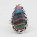 Rainbow Calsilica Silver Rings