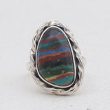 Rainbow Calsilica Silver Rings