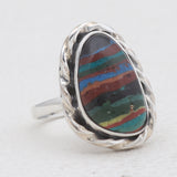 Rainbow Calsilica Silver Rings
