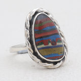 Rainbow Calsilica Silver Rings