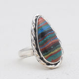 Rainbow Calsilica Silver Rings