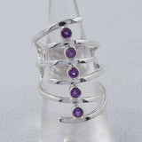 Amethyst Spiral Silver Rings