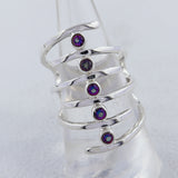 Amethyst Spiral Silver Rings