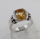 Natural Yellow Citrine Silver Rings