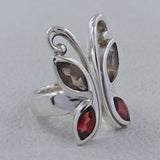 Natural Garnet Silver Rings