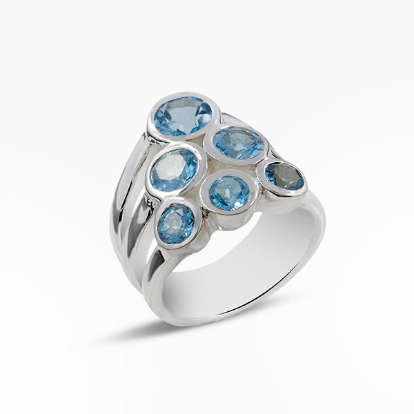 Blue Topaz Silver Rings