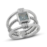 925 Sterling Silver Blue Topaz Ring